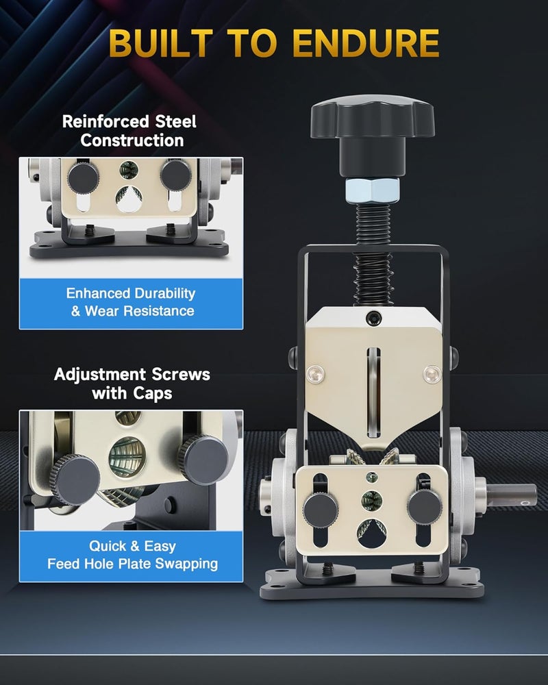 CREWORKS Manual Wire Stripper Machine, 0.06-1 inch Wire Stripper for Drill, Copper Wire Stripping Machine for Scrap Wire with 2 Feed Hole Plates, Cable Stripper Tool for Leftover Cable Recycling - Image 4